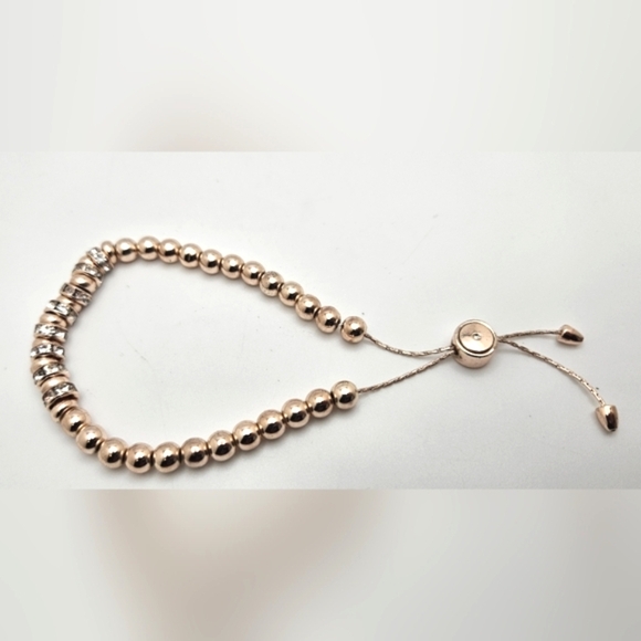 ๐ข3/$19๐ข Rose Gold Slide Bracelet Spheres and Rhinestone Beads - Picture 1 of 6
